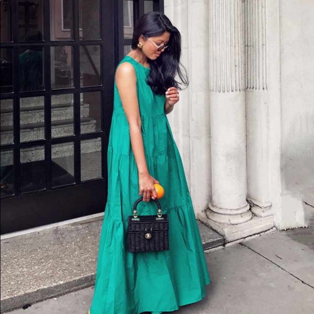 Who What Wear Green Target Tier Maxi Dress Small